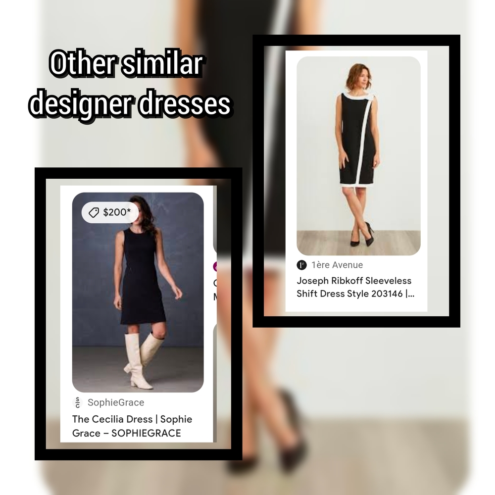 β¨οΈ NWT Chaps Black Mini Dress with Cream Trim - Sleek Sleeveless Shiftβ¨οΈ - Picture 5 of 9